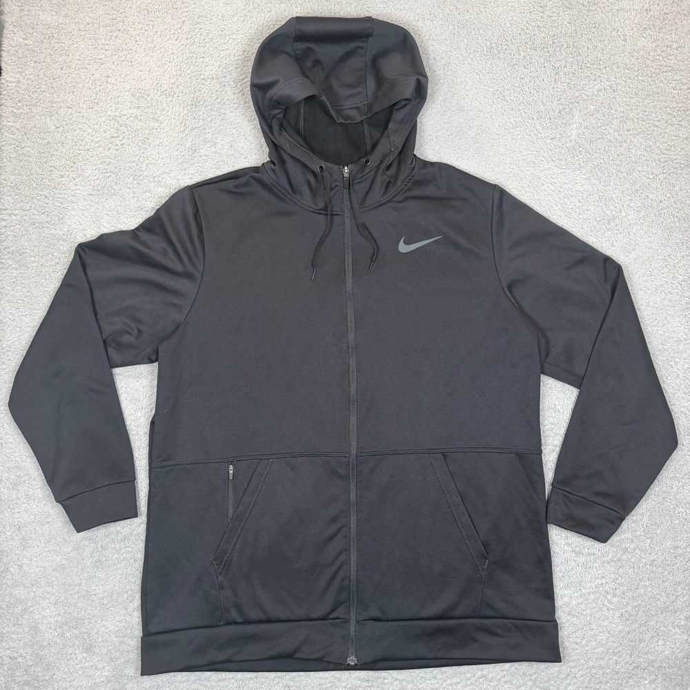 Nike Dri-FIT Mens XL Black Full Zip Hoodie Training Sweatshirt Standard Fit